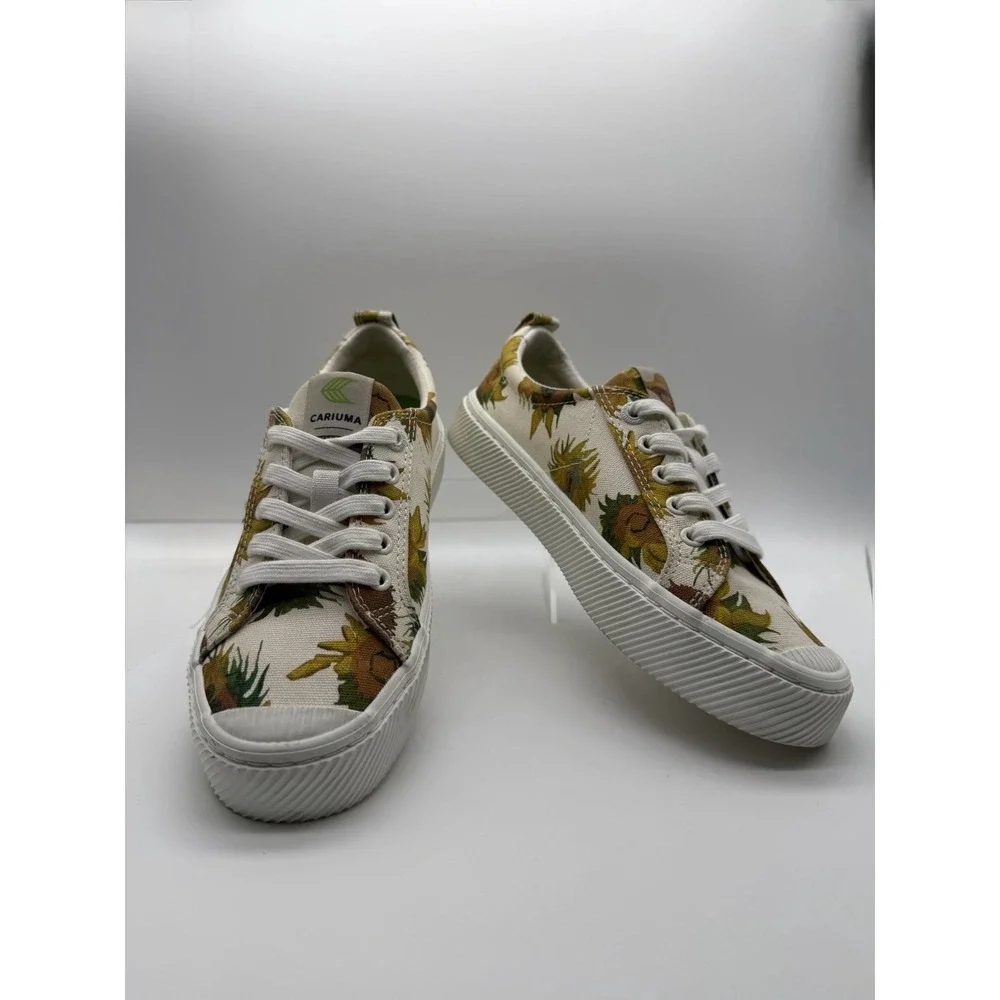 Cariuma OCA Low X Van Gogh Sunflower Organic Canvas Sneakers US Women's 7